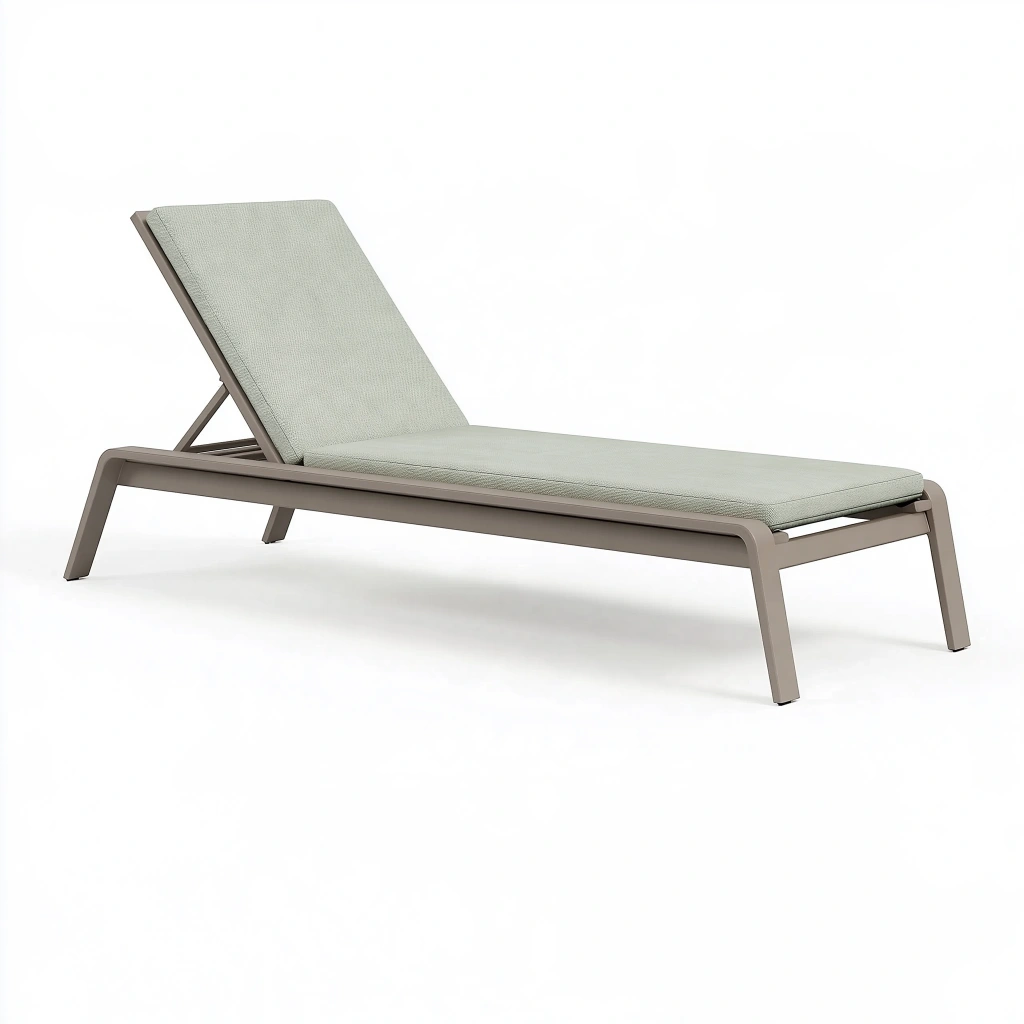 Lettino prendisole 200 x 70 cm in metallo e tessuto verde chiaro per esterno - schienale regolabile moderno