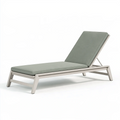 Lettino prendisole da esterno 200 x 70 x 85 cm in metallo beige con cuscino verde salvia reclinabile