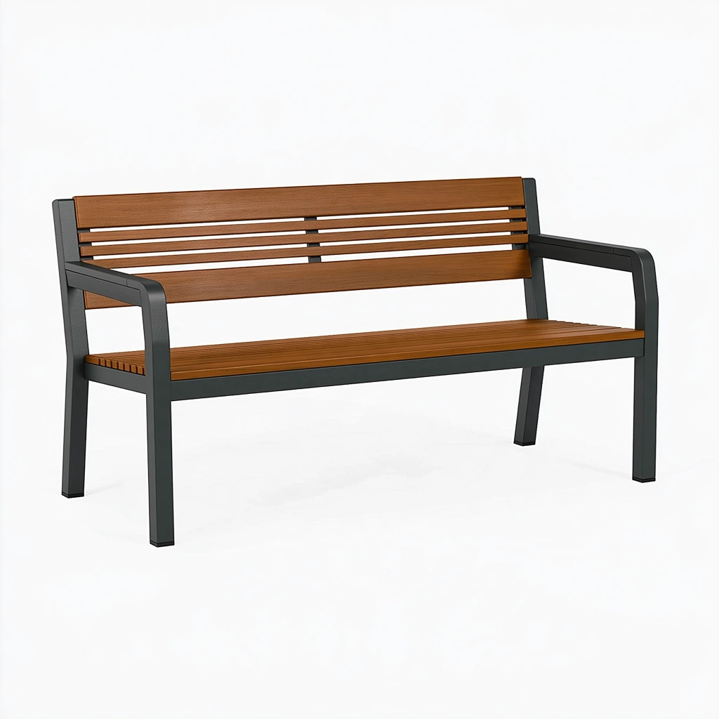 Panchina da giardino 120 x 60 x 85 cm in legno e metallo marrone scuro per esterno
