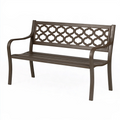 Panca da giardino 120 cm in plastica marrone stile classico con schienale decorativo