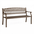 Panchina da giardino 150 x 62 x 90 cm in metallo marrone con schienale decorativo