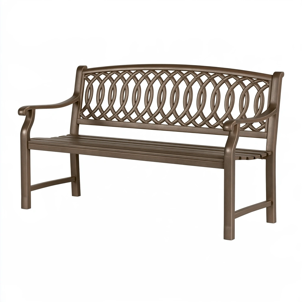 Panca da giardino 122 x 61 x 91 cm in metallo marrone con braccioli - stile classico