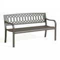Panchina da giardino 150 x 60 x 90 cm in metallo grigio - seduta a 3 posti con schienale decorativo