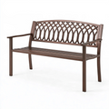 Panchina da giardino 122 x 61 x 91 cm in metallo marrone con schienale decorativo