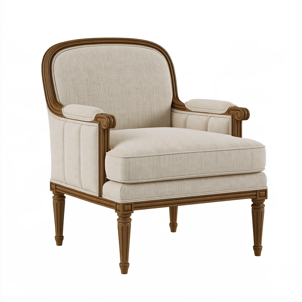Poltrona 80 x 85 x 95 cm in legno e tessuto beige stile classico