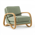 Poltrona 75 x 85 x 90 cm in tessuto verde con struttura in legno curvato - stile moderno