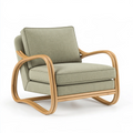 Poltrona 75 x 80 x 86 cm in rattan naturale e tessuto verde salvia - stile moderno