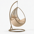 Poltrona sospesa 105 x 105 x 195 cm in metallo e rattan sintetico beige - seduta a dondolo da interno