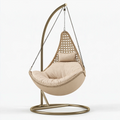Poltrona sospesa 100 x 100 x 195 cm in fibra intrecciata beige con supporto in metallo per relax