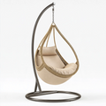 Poltrona sospesa 105 x 105 x 195 cm in metallo e intreccio beige con supporto nero