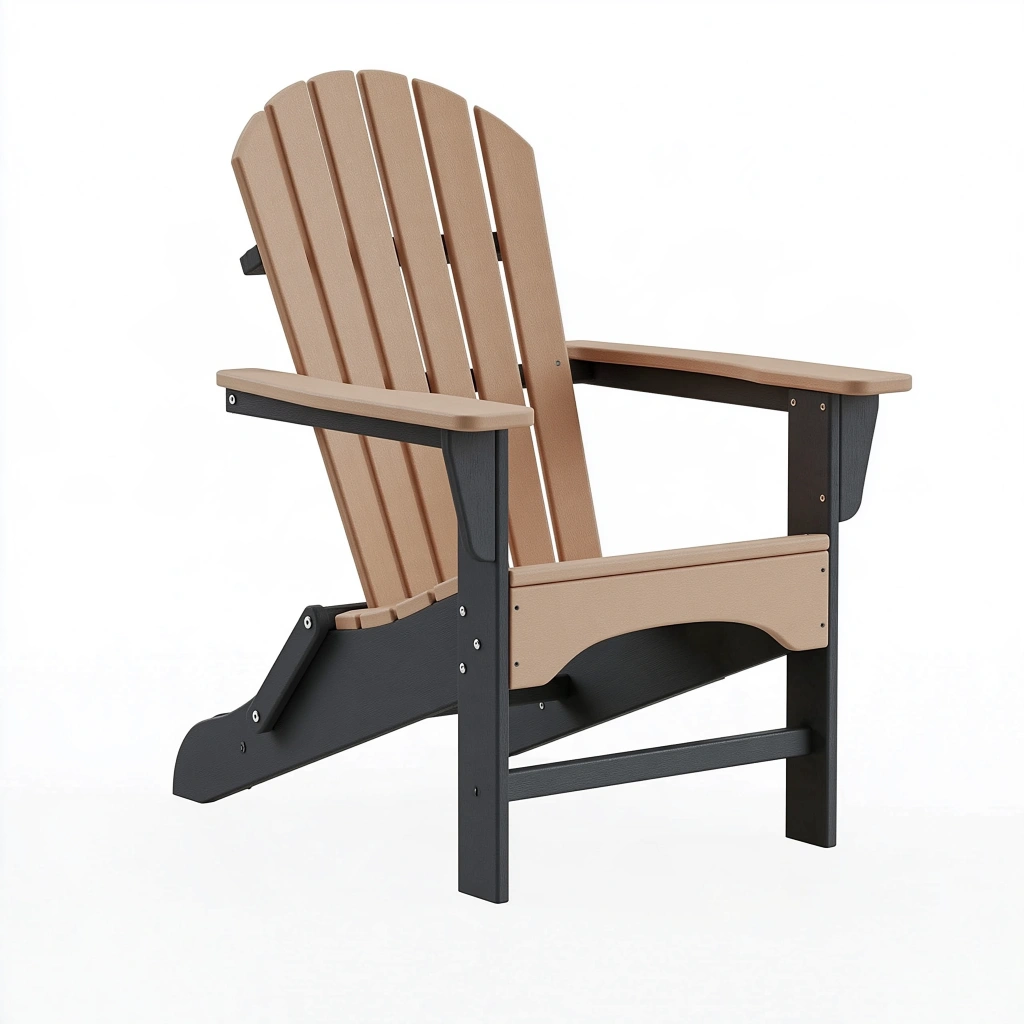 Sedia da giardino Adirondack 82 x 78 x 98 cm in plastica beige e nero con braccioli