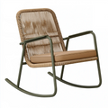 Sedia a dondolo 68 x 90 x 100 cm in metallo e corda beige verde con cuscino stile contemporaneo