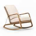 Poltrona a dondolo 100 x 70 x 95 cm in legno e tessuto beige - stile moderno