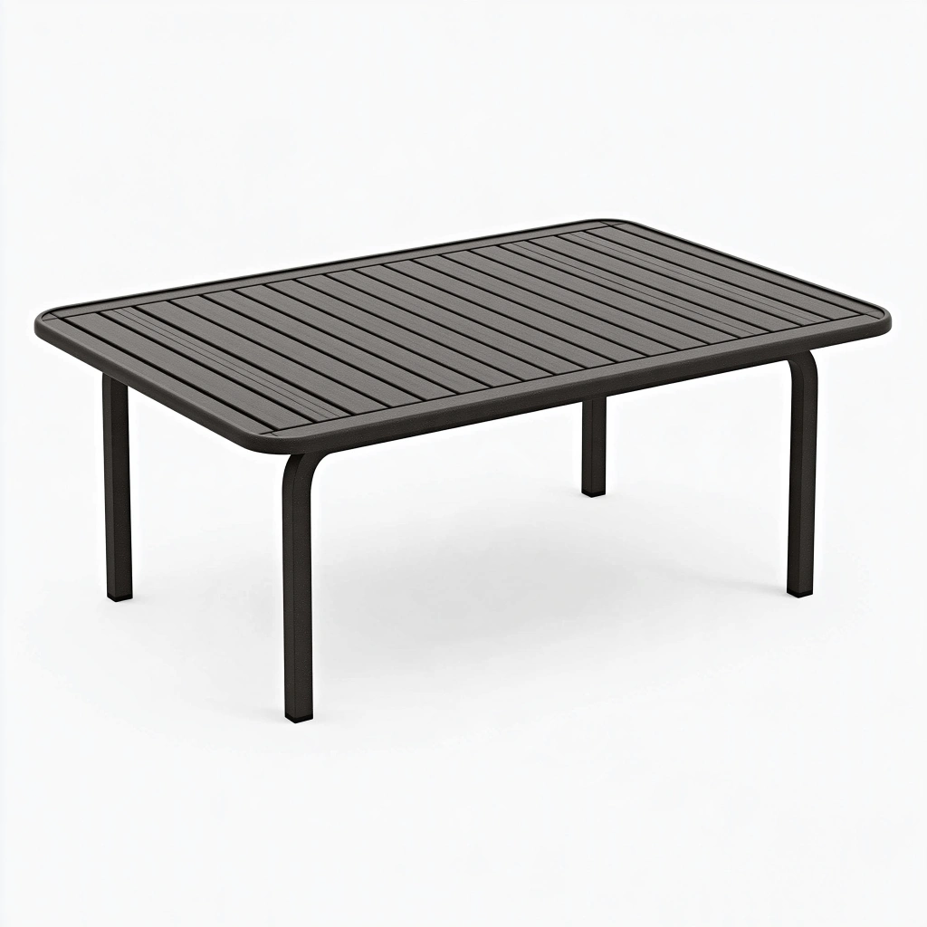 Tavolo da giardino 150 x 90 x 74 cm in metallo nero - rettangolare a doghe