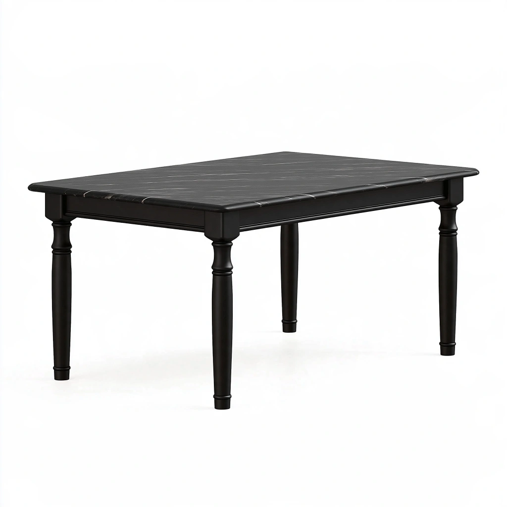 Tavolo da pranzo 160 x 90 x 75 cm nero effetto marmo in legno stile classico