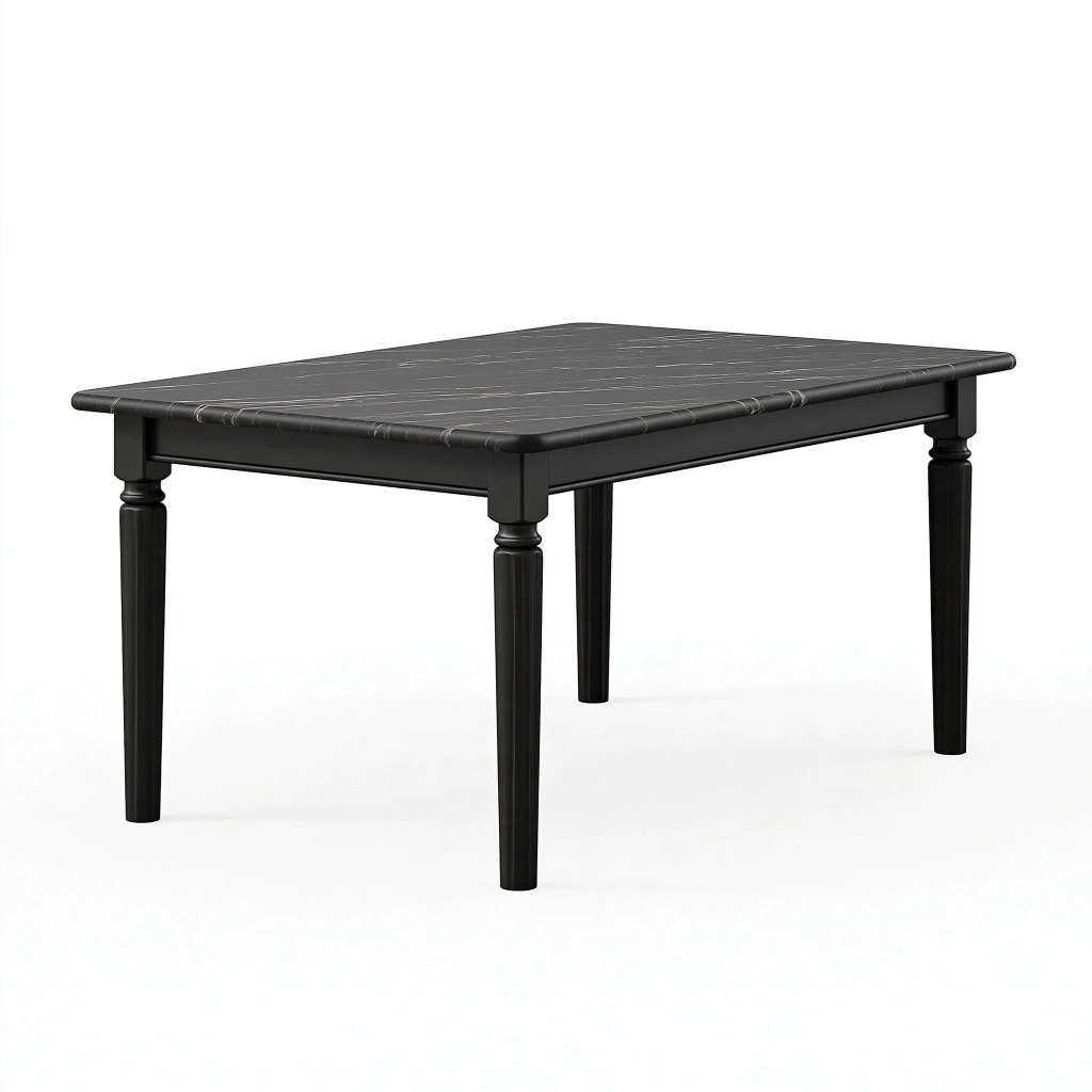 Tavolo da pranzo 140 x 80 x 75 cm nero effetto marmo in legno stile classico