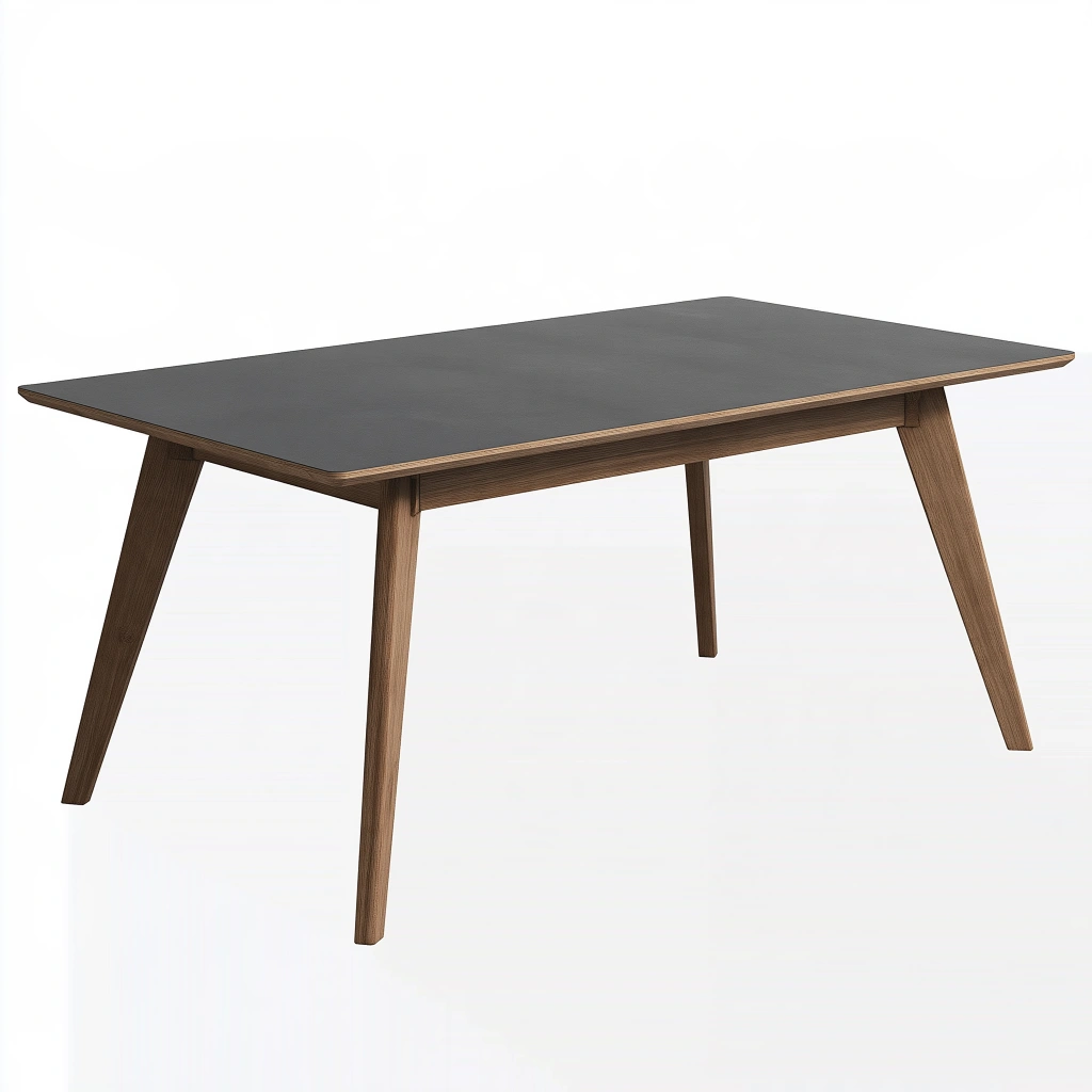 Tavolo da pranzo 160 x 90 x 75 cm in legno marrone e piano grigio stile moderno