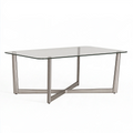 Tavolo da pranzo 160 x 90 x 75 cm in vetro trasparente e metallo grigio - stile moderno