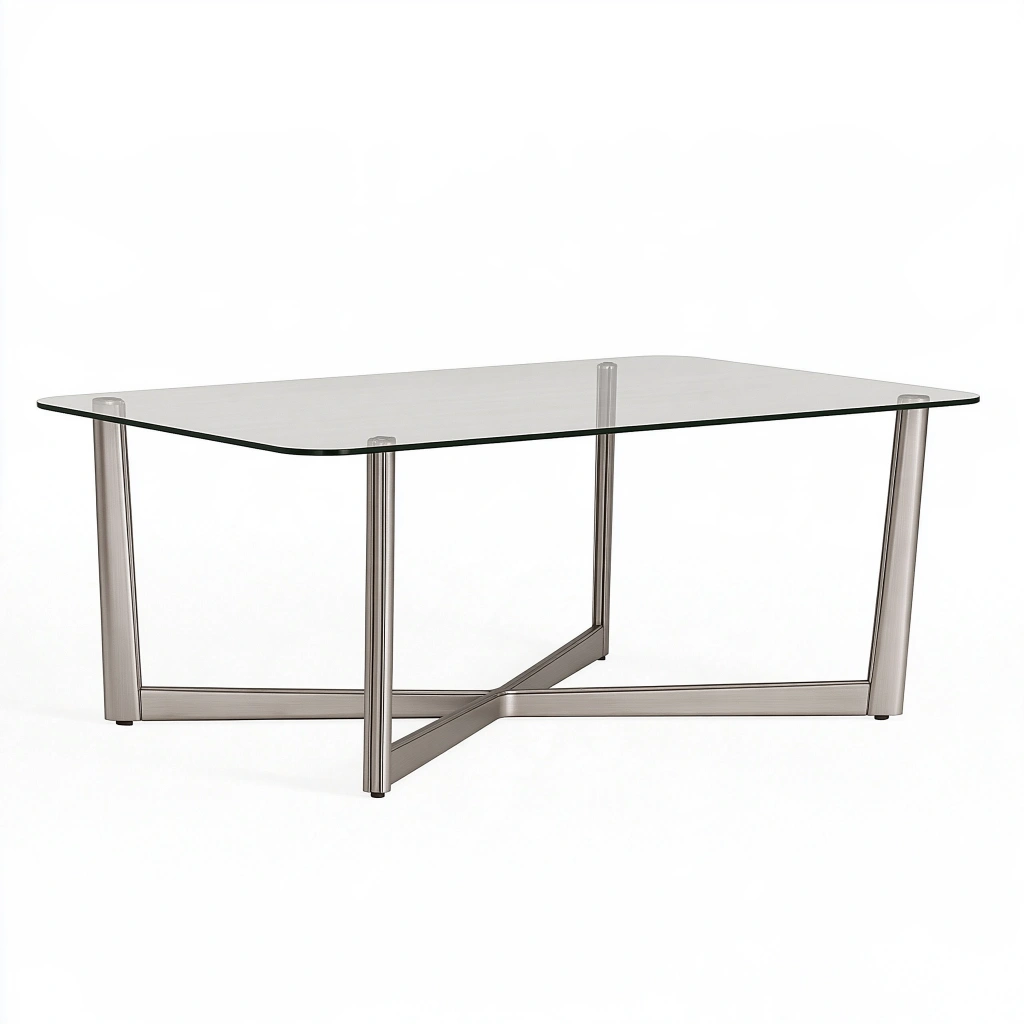 Tavolo da pranzo 160 x 90 x 75 cm in vetro trasparente e metallo grigio - stile moderno