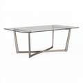 Tavolo da pranzo 160 x 90 x 75 cm in vetro trasparente e metallo grigio - stile moderno