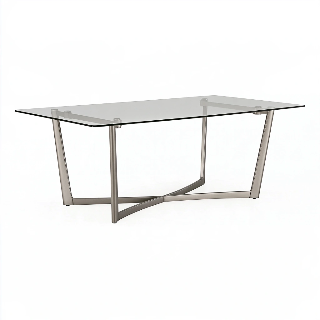 Tavolo da pranzo 160 x 90 x 75 cm in vetro trasparente e metallo grigio - stile moderno